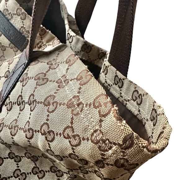 Gucci Vintage GG Canvas Tan & Brown Tote Bag - Picture 10 of 11